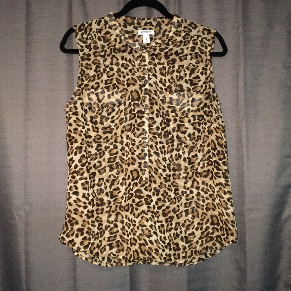 Women’s leopard print blouse.